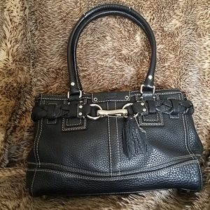 Coach Hampton Pebbled Leather Satchel Black